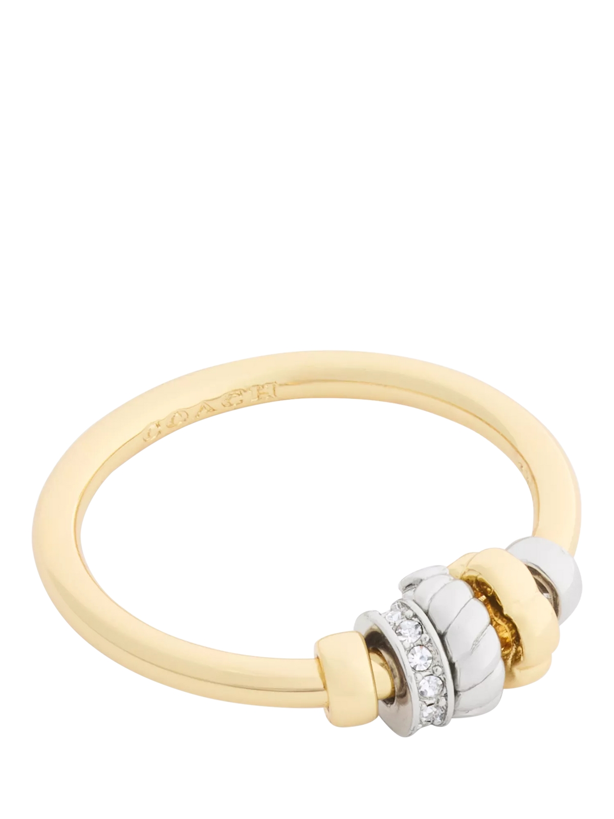 Coach Rondelle charm ring two tone gold size O (British brand)