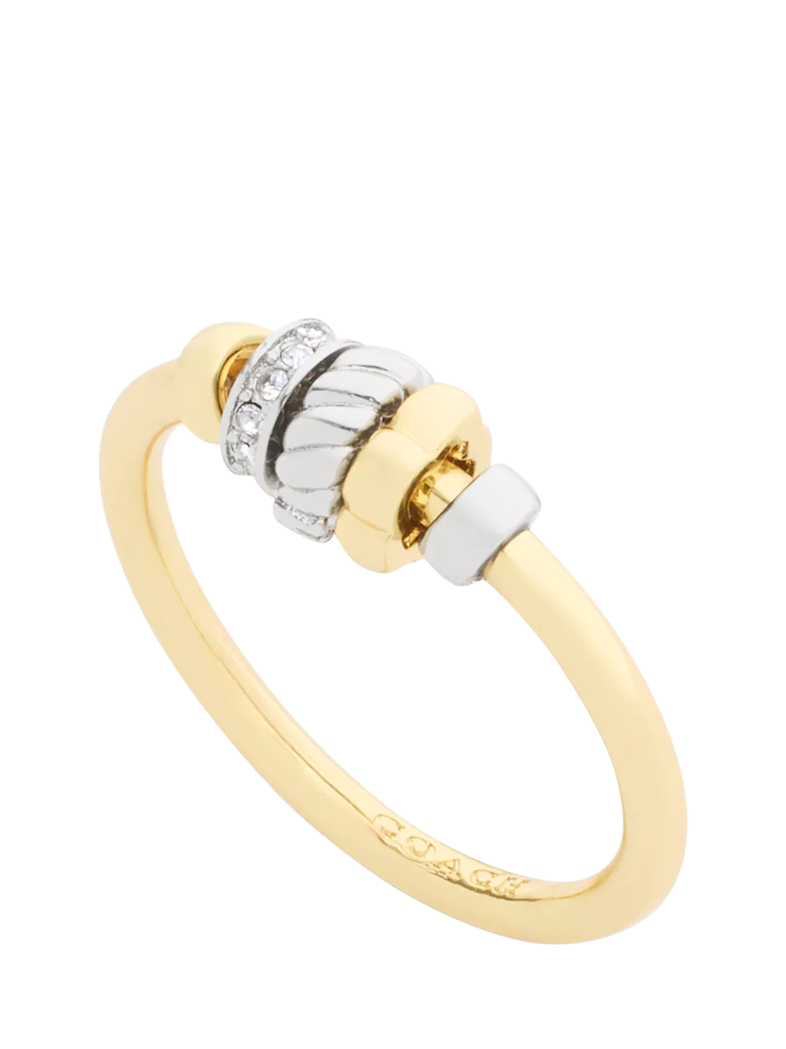 Coach Rondelle charm ring two tone gold size O (British brand)