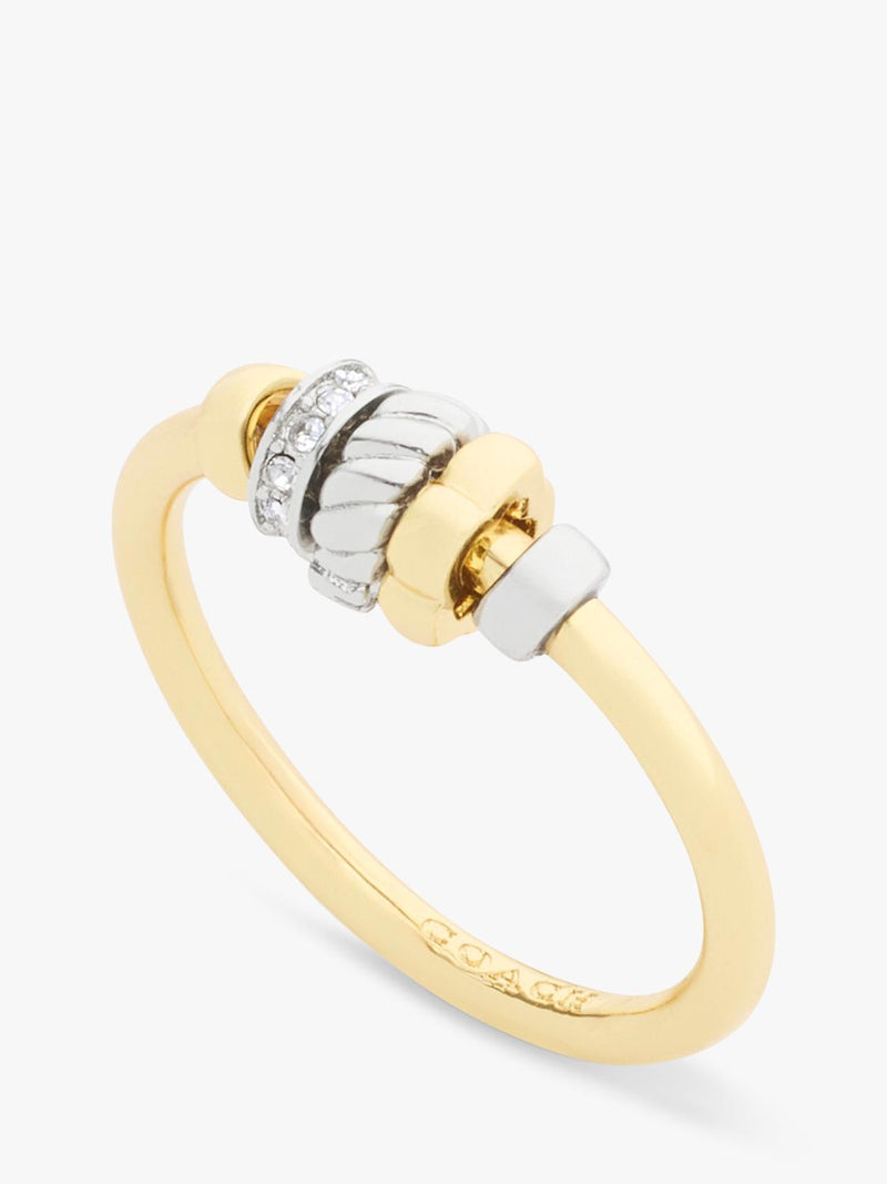 Coach Rondelle charm ring two tone gold size O (British brand)