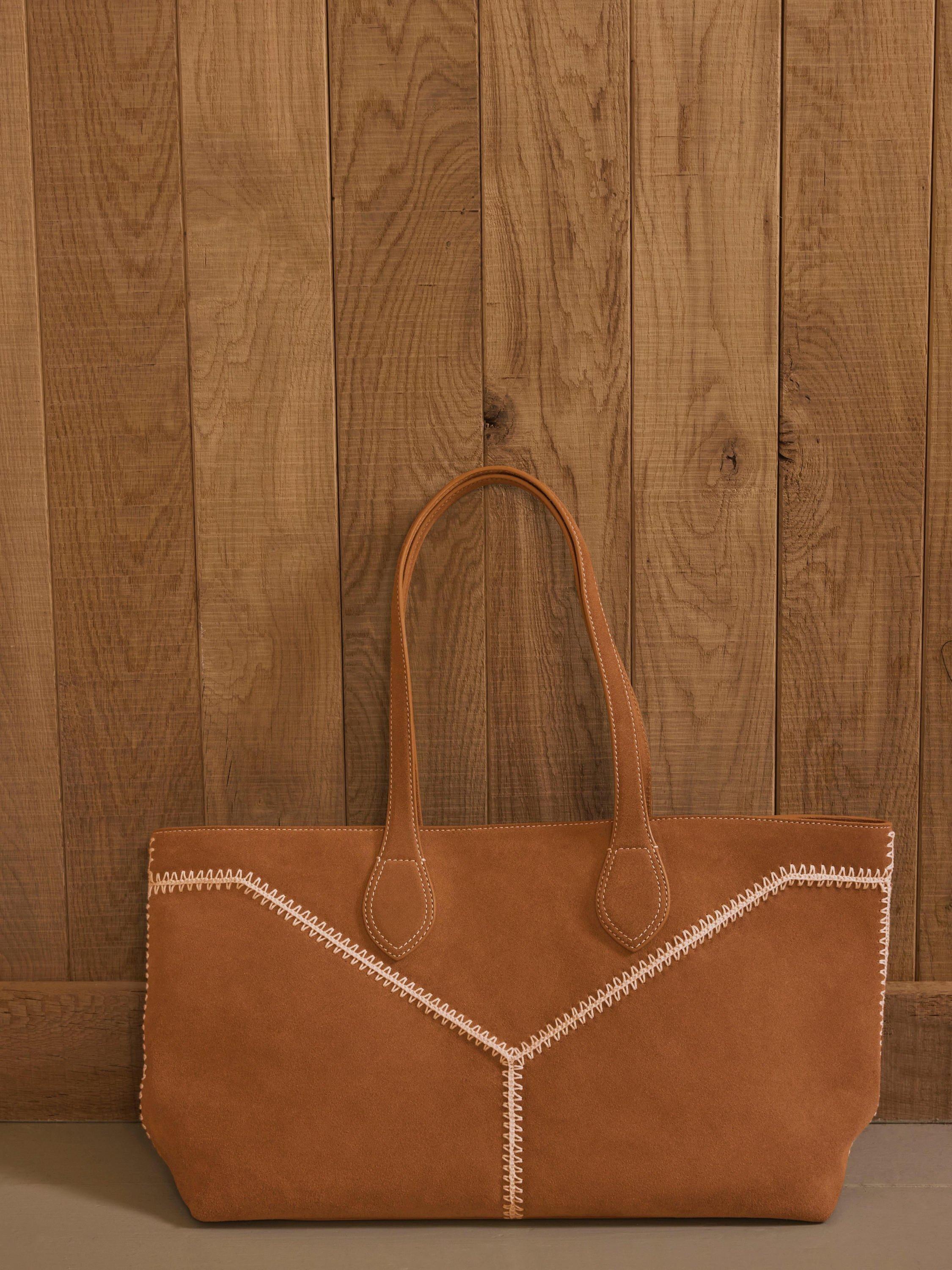 Mint Velvet Blanket Stitch Pure Suede Tote Bag, UK version