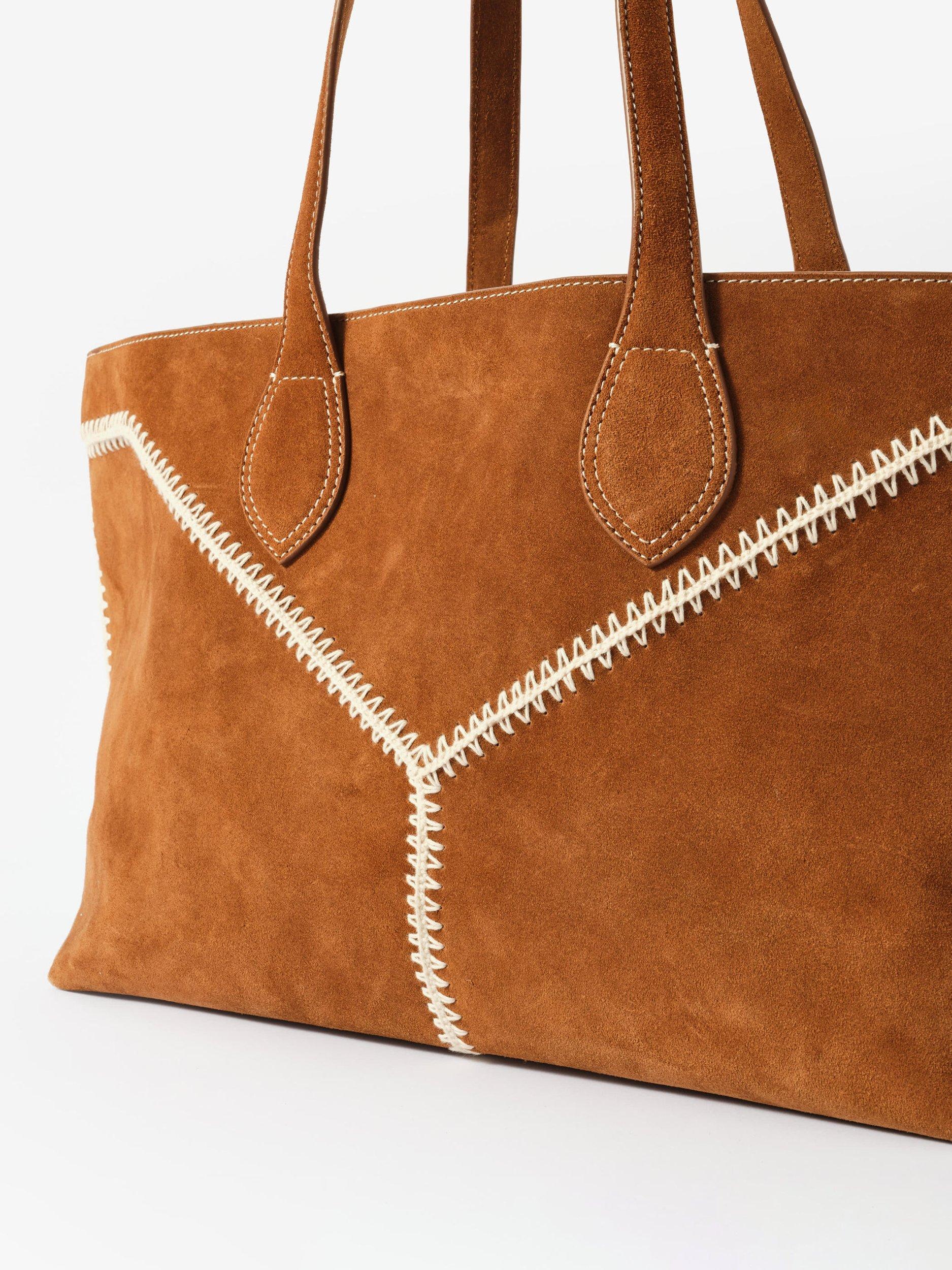 Mint Velvet Blanket Stitch Pure Suede Tote Bag, UK version