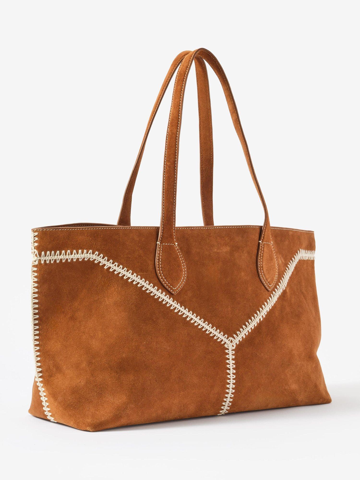 Mint Velvet Blanket Stitch Pure Suede Tote Bag, UK version
