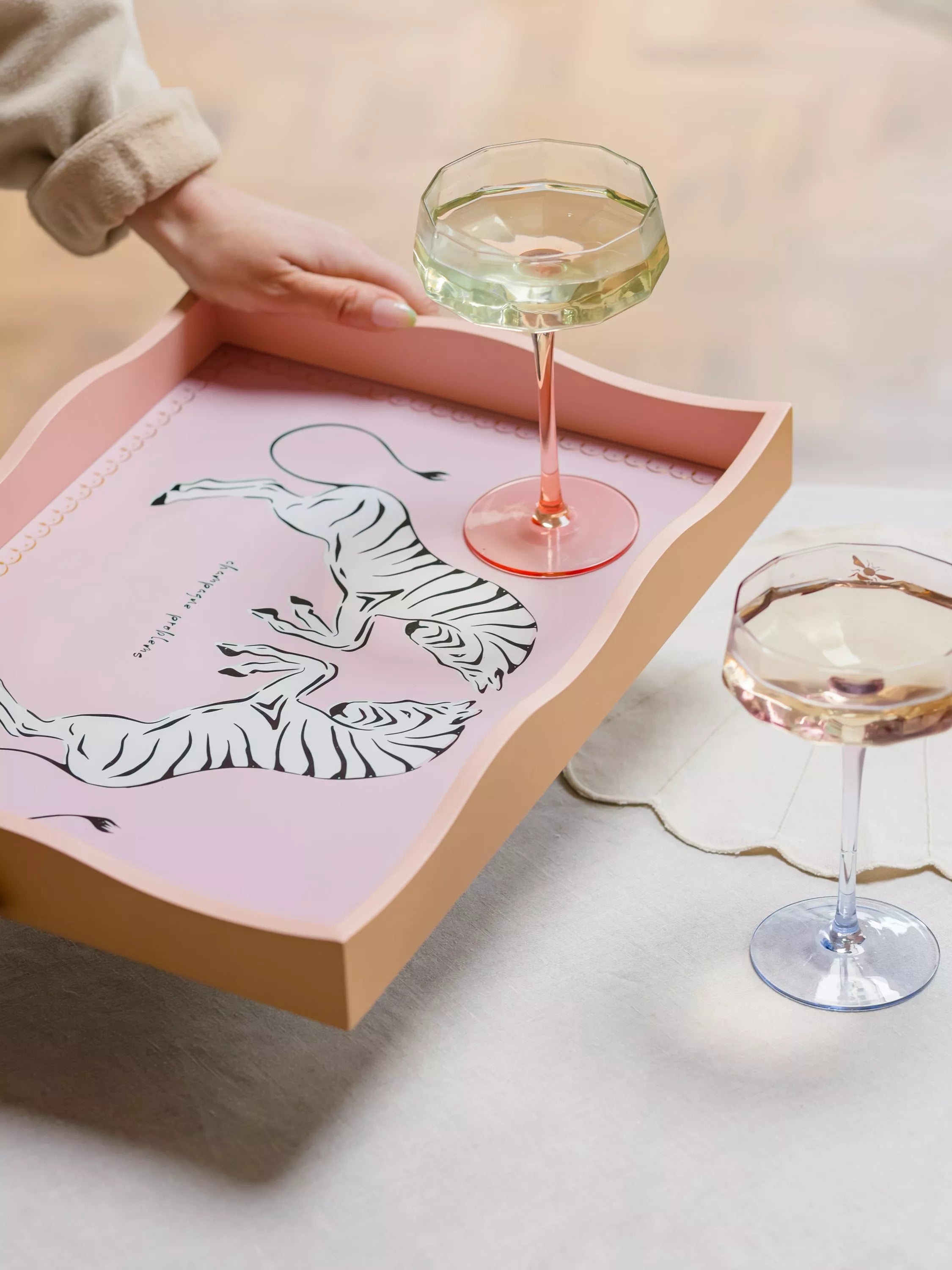 Yvonne Ellen pink zebra tray 30x40cm, UK version