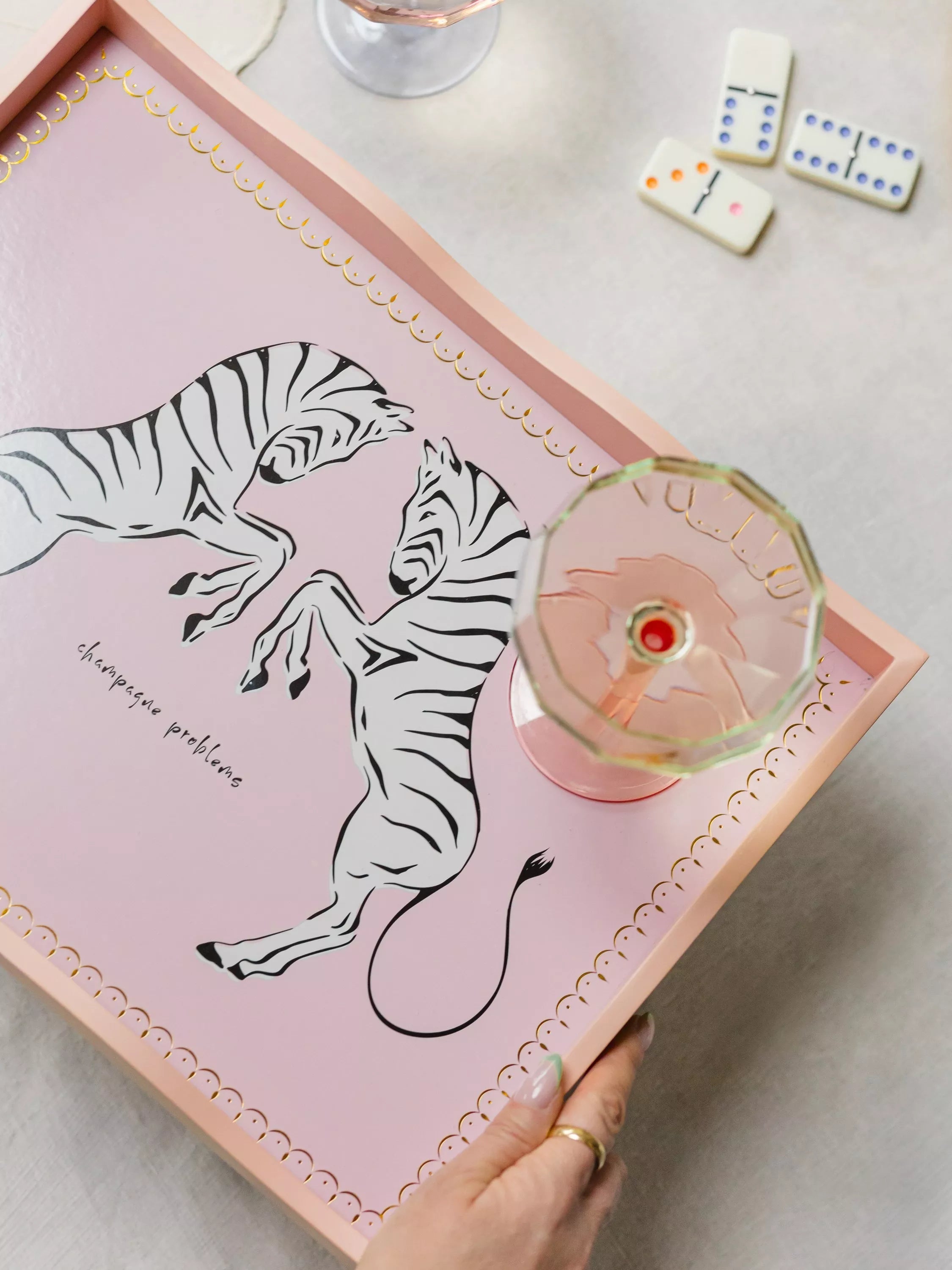Yvonne Ellen pink zebra tray 30x40cm, UK version