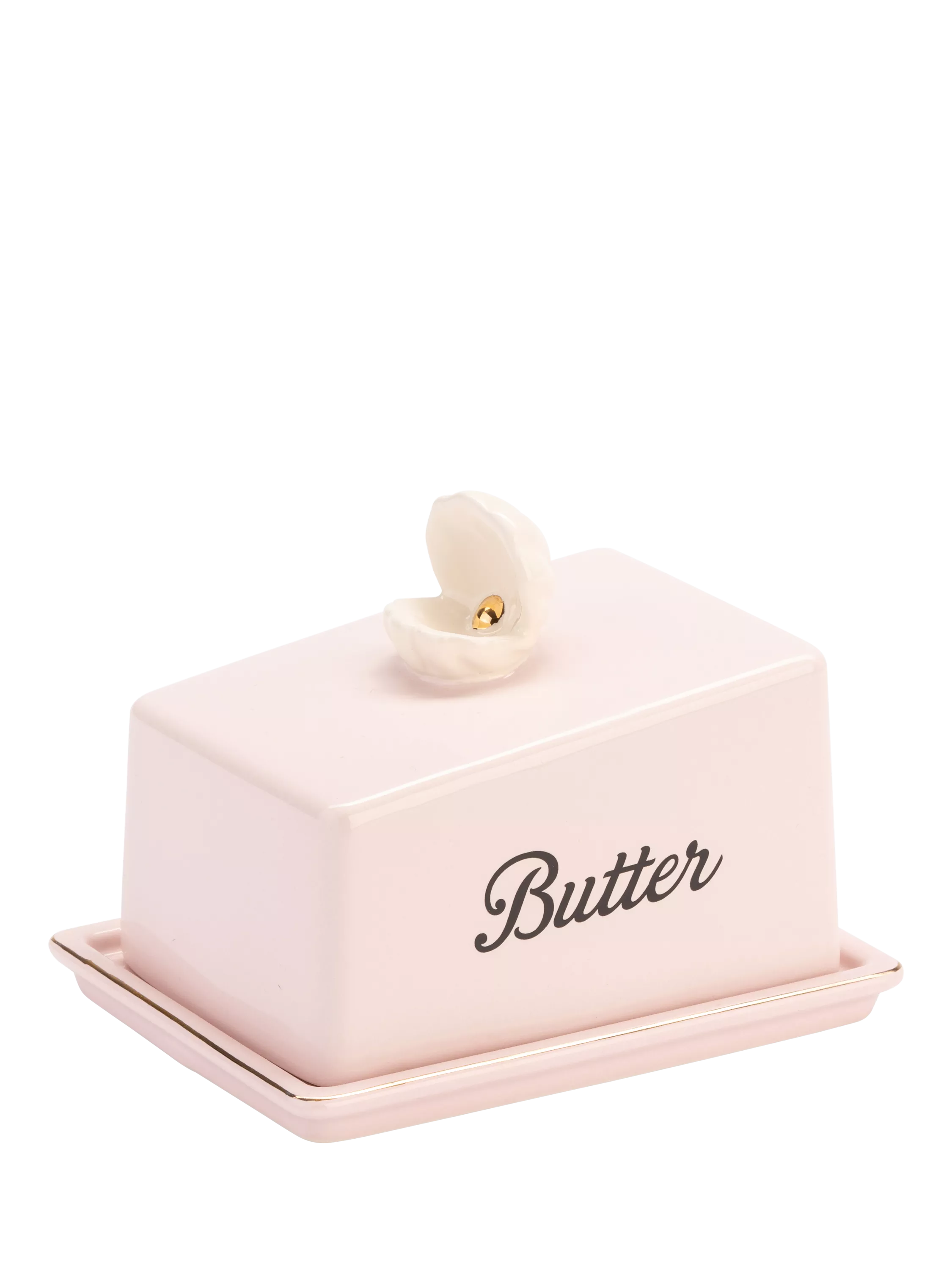 Yvonne Ellen stoneware butter dish with shell design - British product