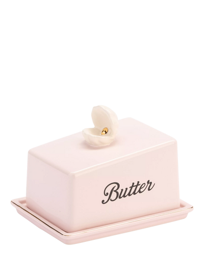 John Lewis Yvonne Ellen Shell Stoneware Butter Dish, Pink- Buy online at McGrocer