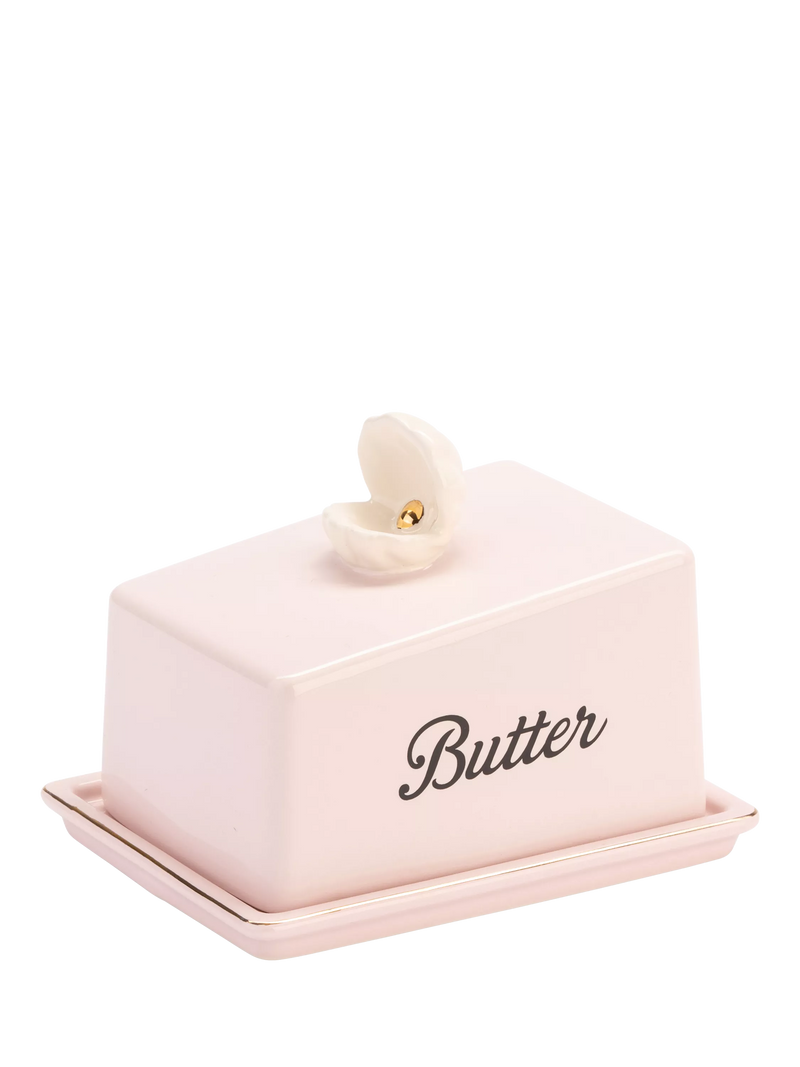 Yvonne Ellen stoneware butter dish with shell design - British product
