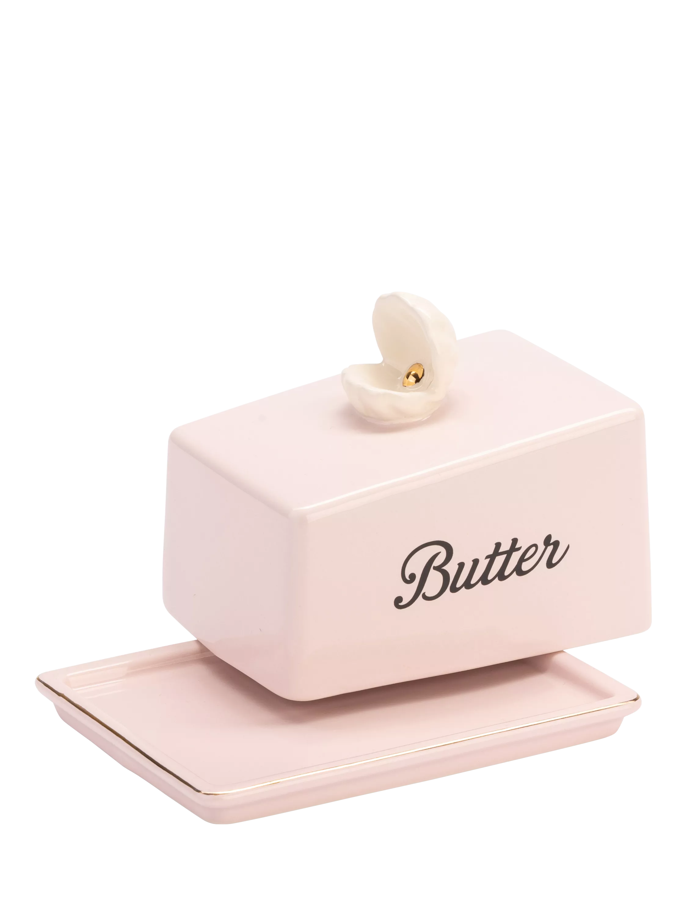 Yvonne Ellen stoneware butter dish with shell design - British product