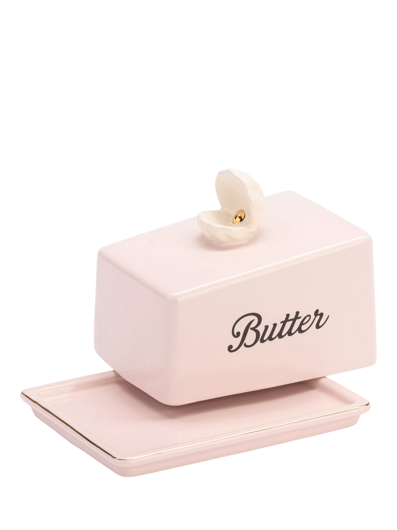 Yvonne Ellen stoneware butter dish with shell design - British product