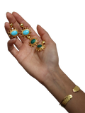 Ottoman Hands gold turquoise drop earrings, imported from the UK