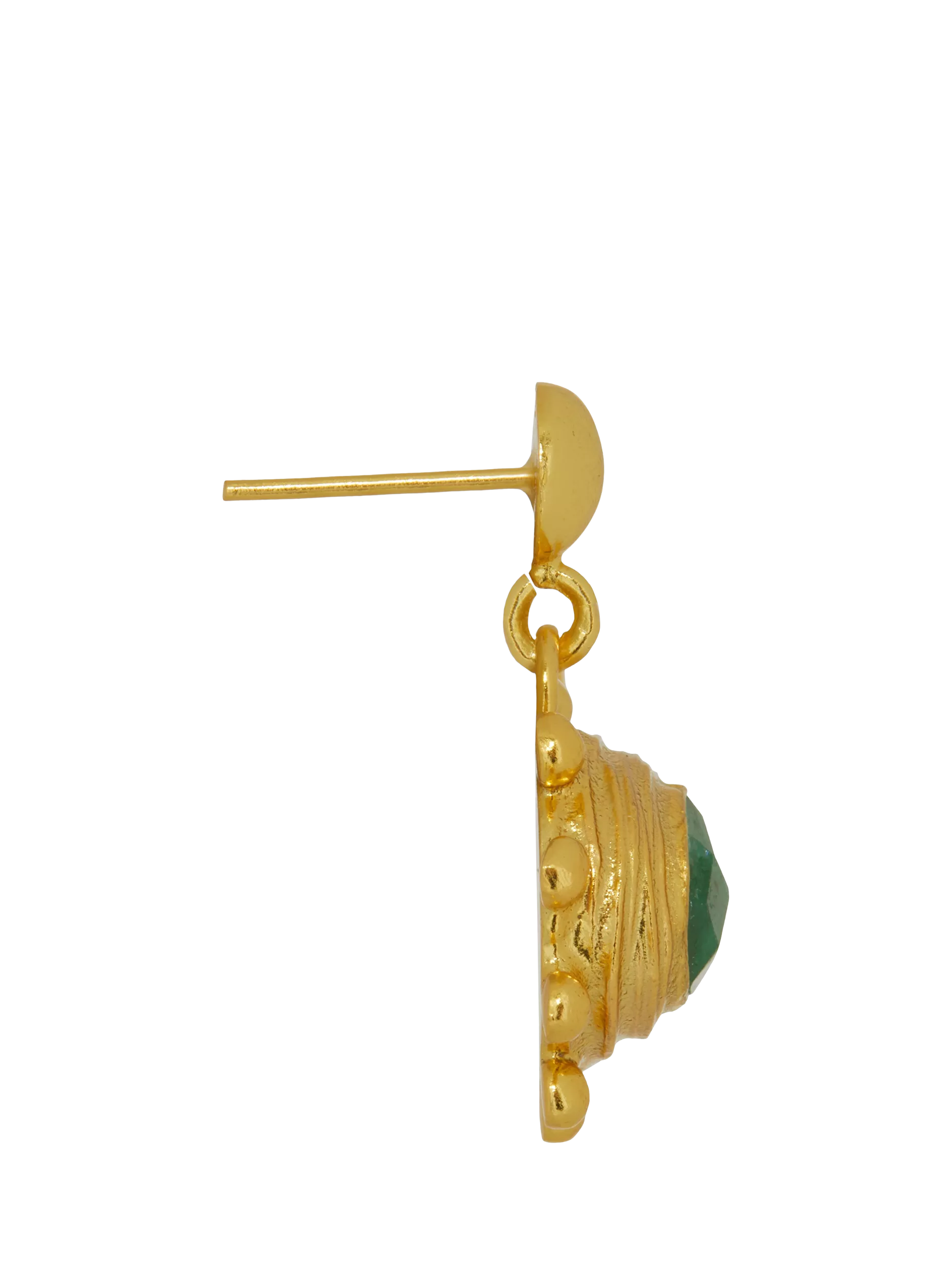 Ottoman Hands Zand drop earrings gold and emerald, UK version