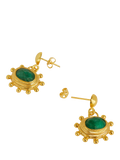 Ottoman Hands Zand drop earrings gold and emerald, UK version