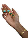 Ottoman Hands Zand drop earrings gold and emerald, UK version