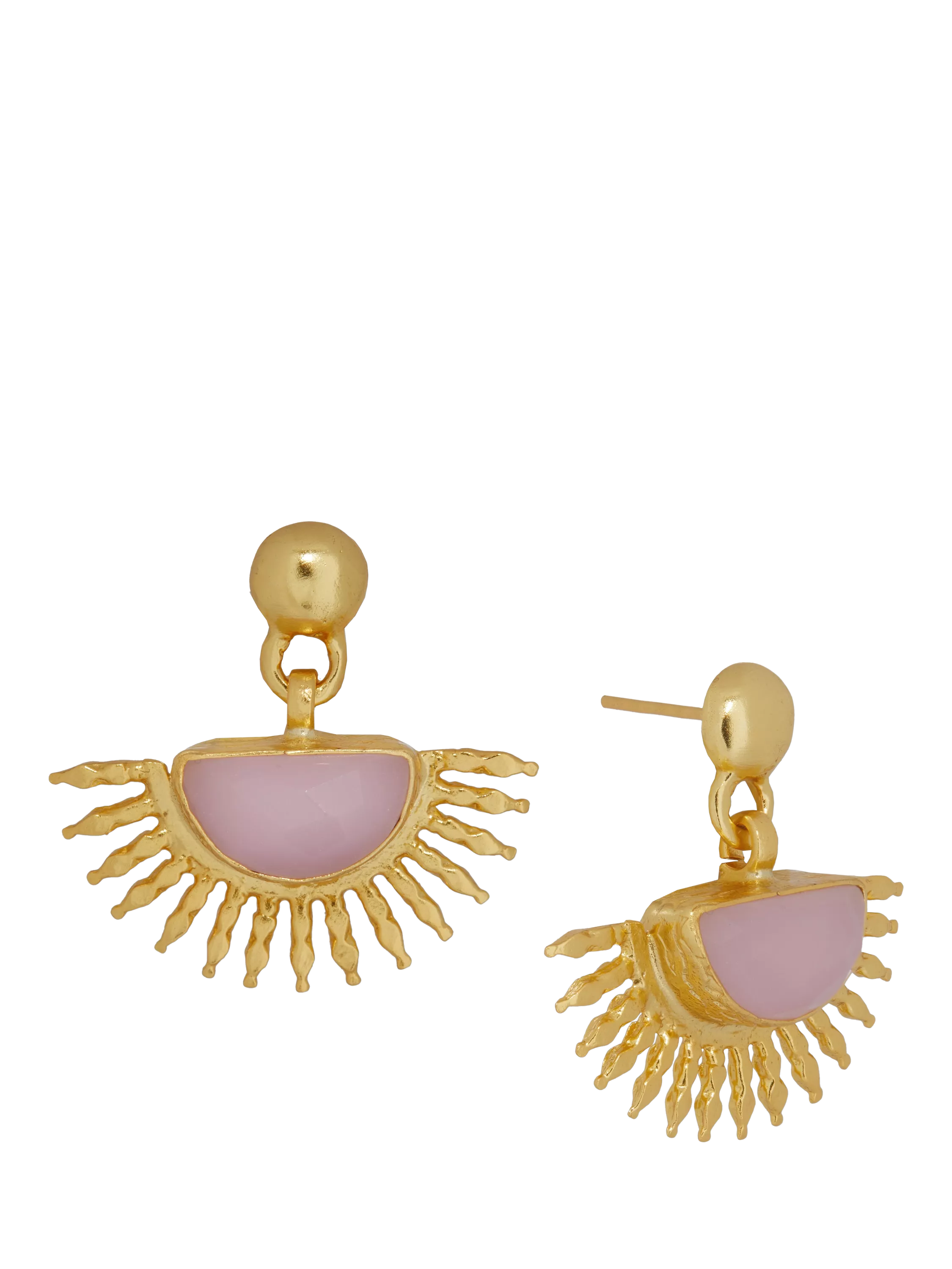 Ottoman Hands rose quartz earrings gold - British product