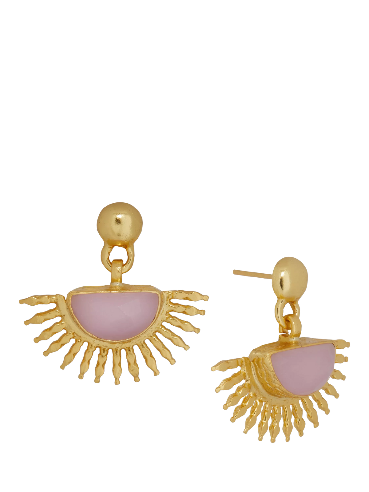 Ottoman Hands rose quartz earrings gold - British product