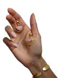 Ottoman Hands rose quartz earrings gold - British product