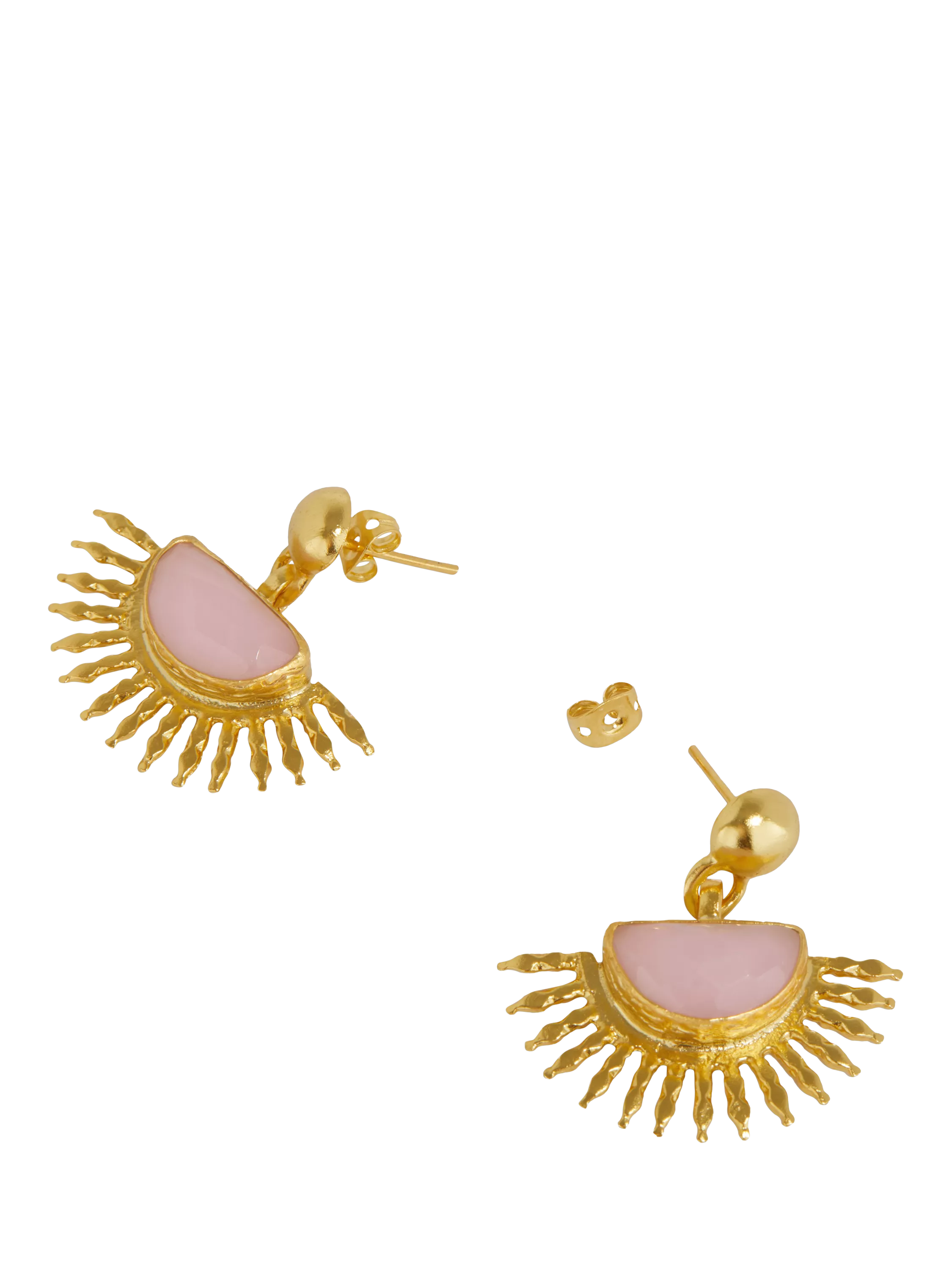 Ottoman Hands rose quartz earrings gold - British product