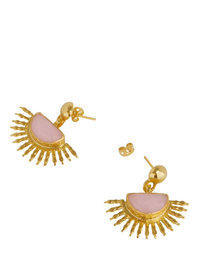 Ottoman Hands rose quartz earrings gold - British product