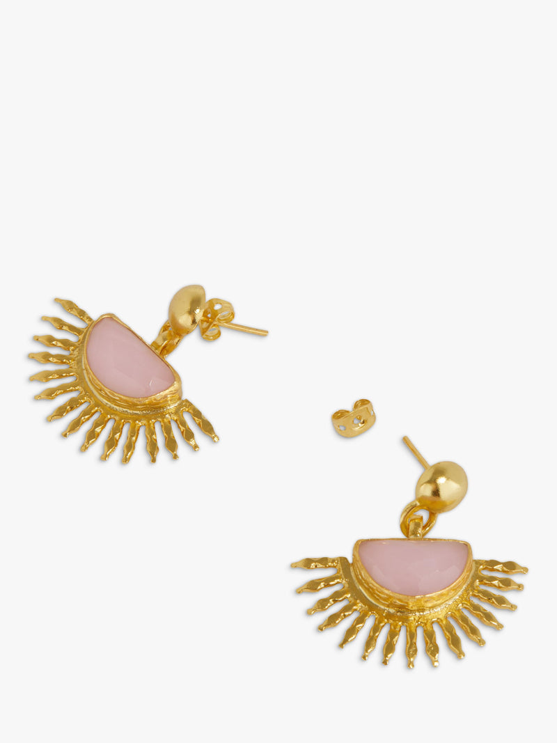Ottoman Hands rose quartz earrings gold - British product