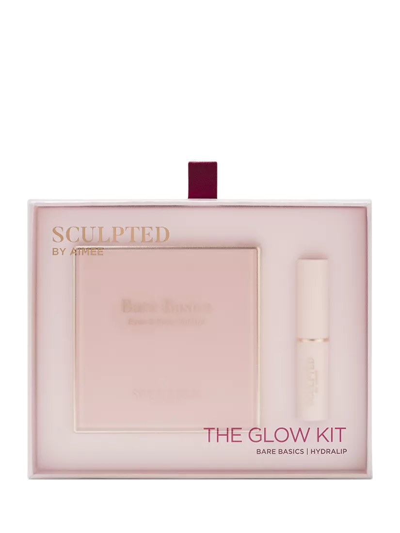Sculpted By Aimee Glow Kit makeup gift set with palette and lipstick (British brand)