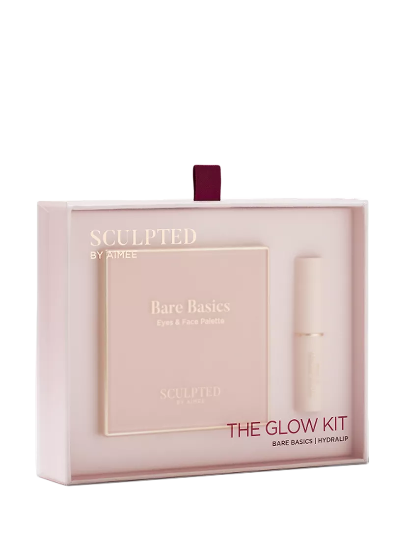 Sculpted By Aimee Glow Kit makeup gift set with palette and lipstick (British brand)