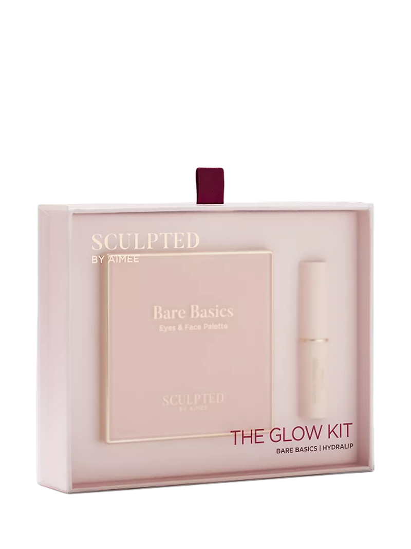 Sculpted By Aimee Glow Kit makeup gift set with palette and lipstick (British brand)
