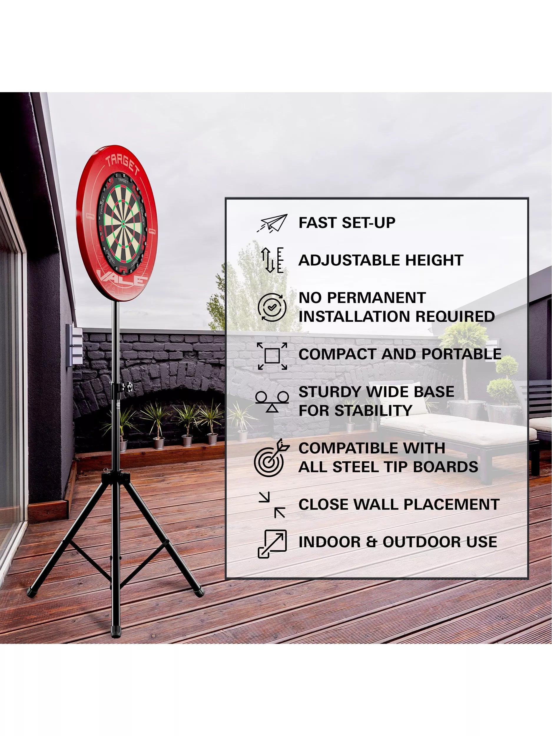 Target Darts portable dartboard stand black, imported from the UK