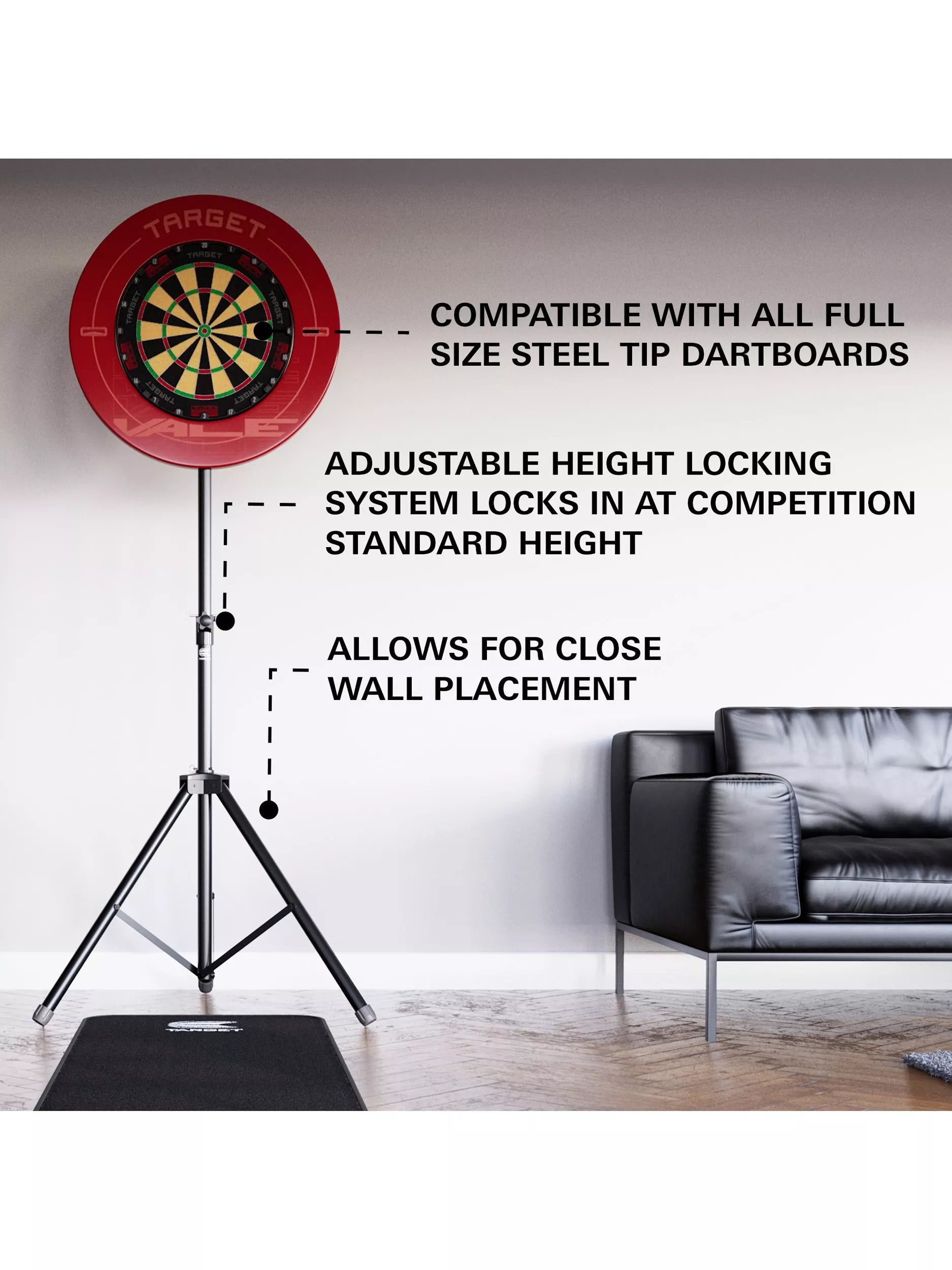 Target Darts portable dartboard stand black, imported from the UK