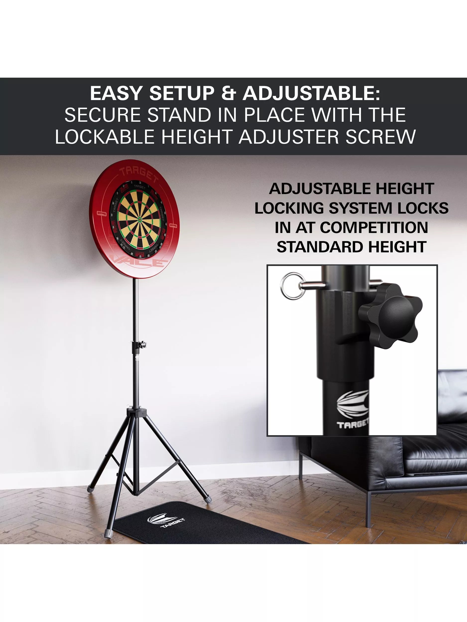Target Darts portable dartboard stand black, imported from the UK