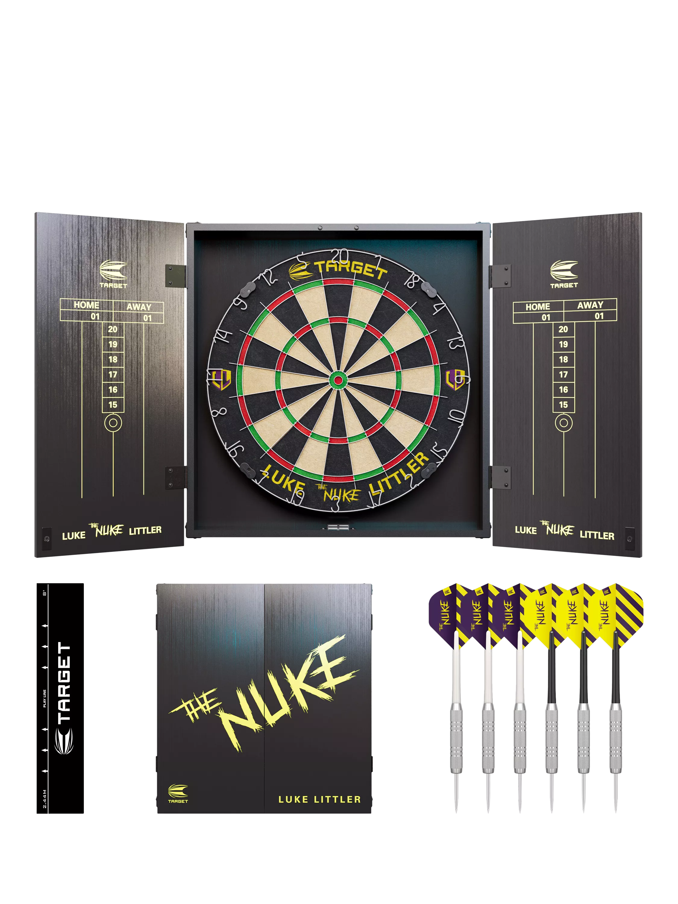 Target Darts Luke Littler dartboard cabinet set black (British brand)