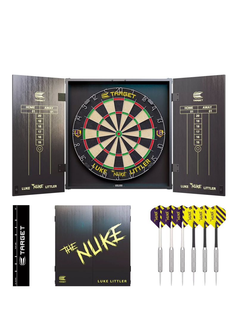 Target Darts Luke Littler dartboard cabinet set black (British brand)