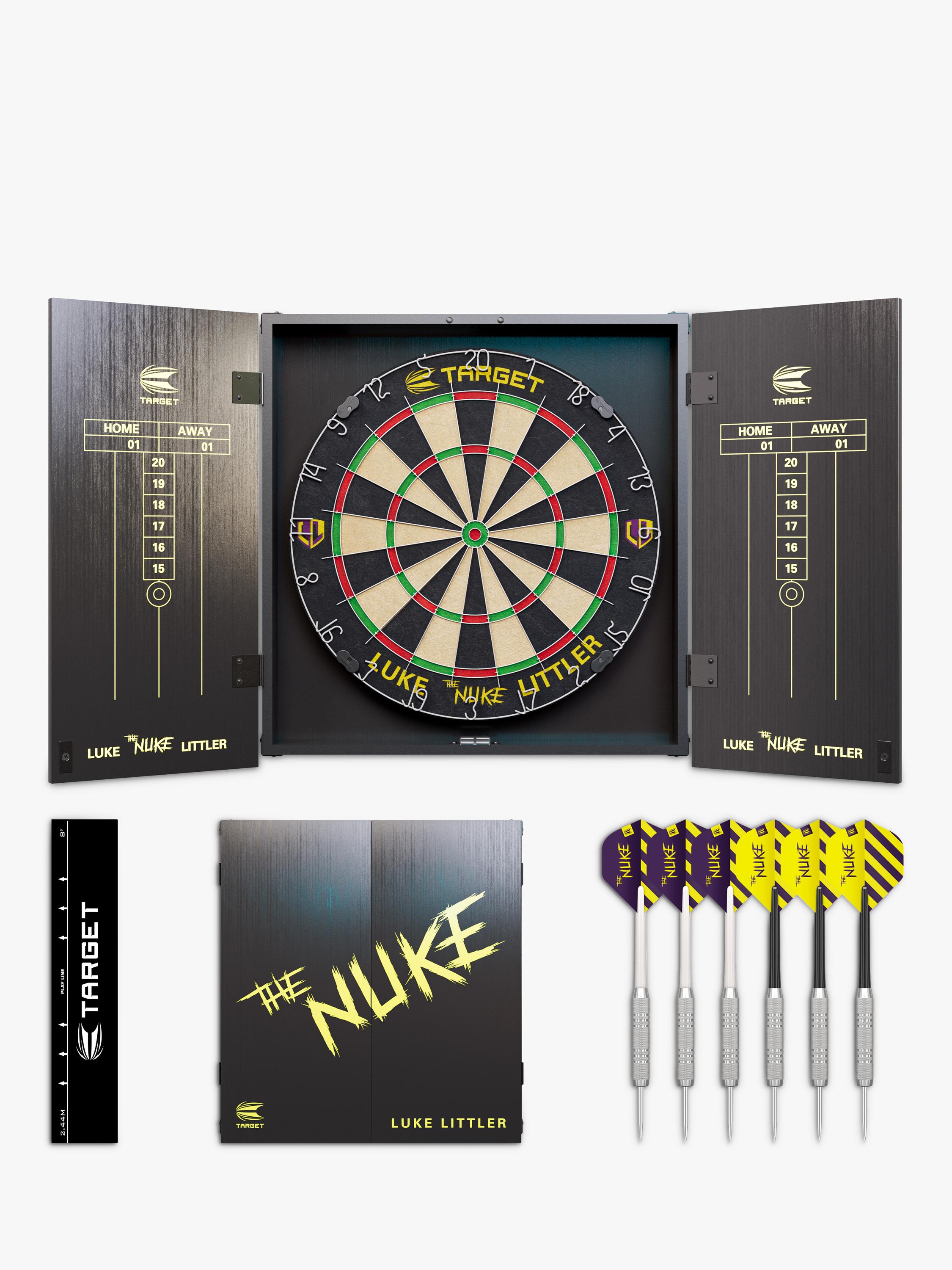 Target Darts Luke Littler dartboard cabinet set black (British brand)
