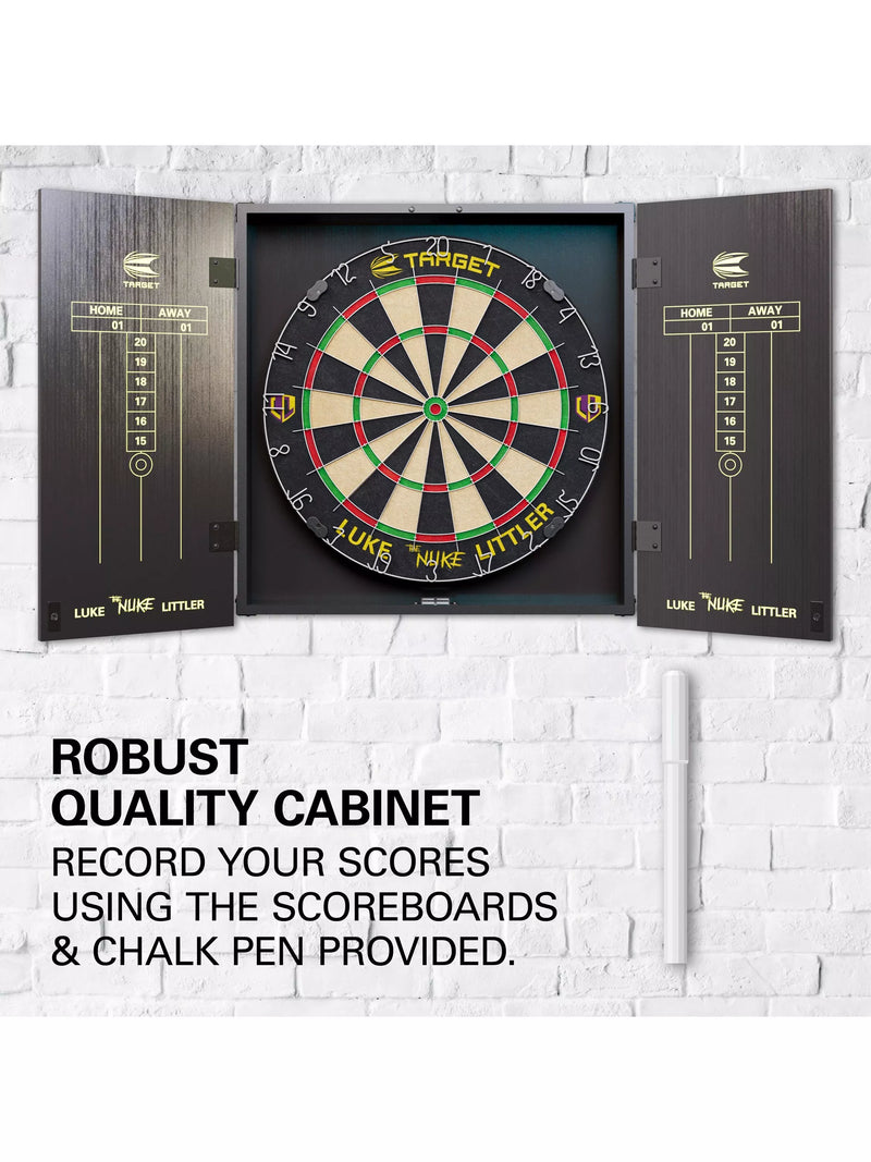 Target Darts Luke Littler dartboard cabinet set black (British brand)