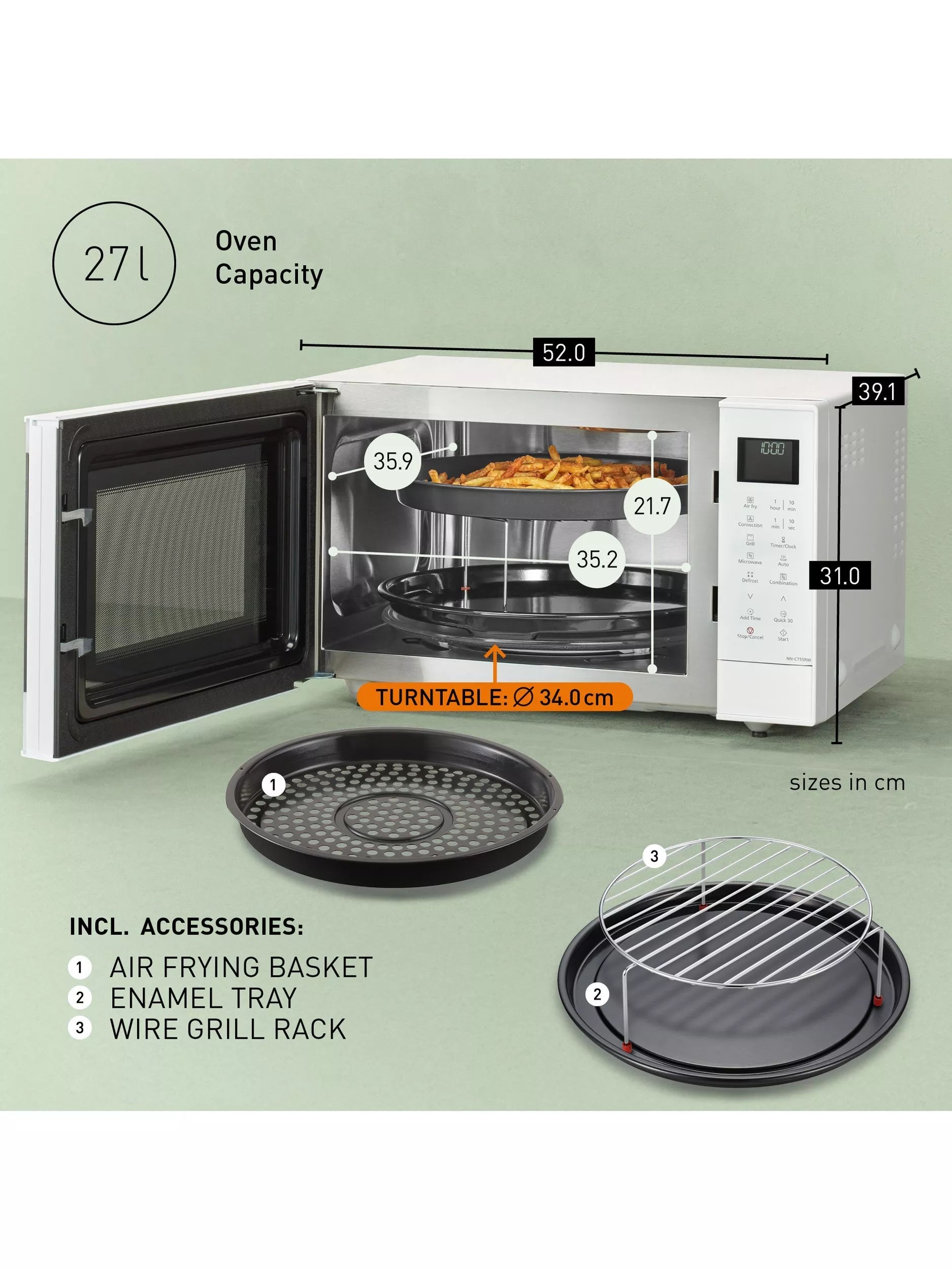 Panasonic 4-in-1 microwave with airfry, convection, grill 27L (British brand)