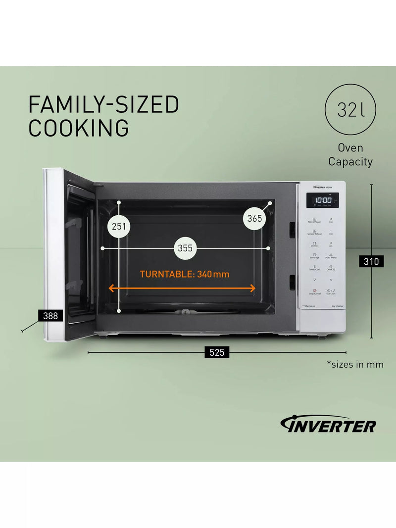 Panasonic white freestanding microwave 32L (British brand)