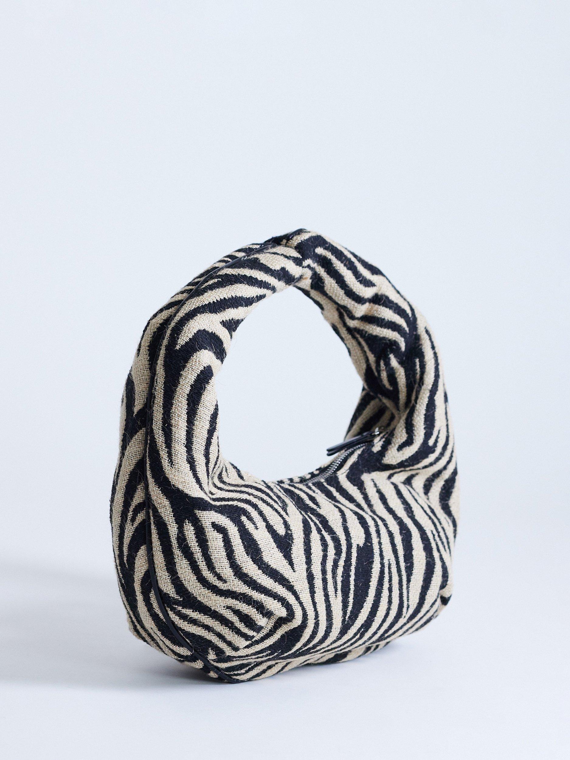 Topshop zebra hobo bag black and white textured cotton (British brand)
