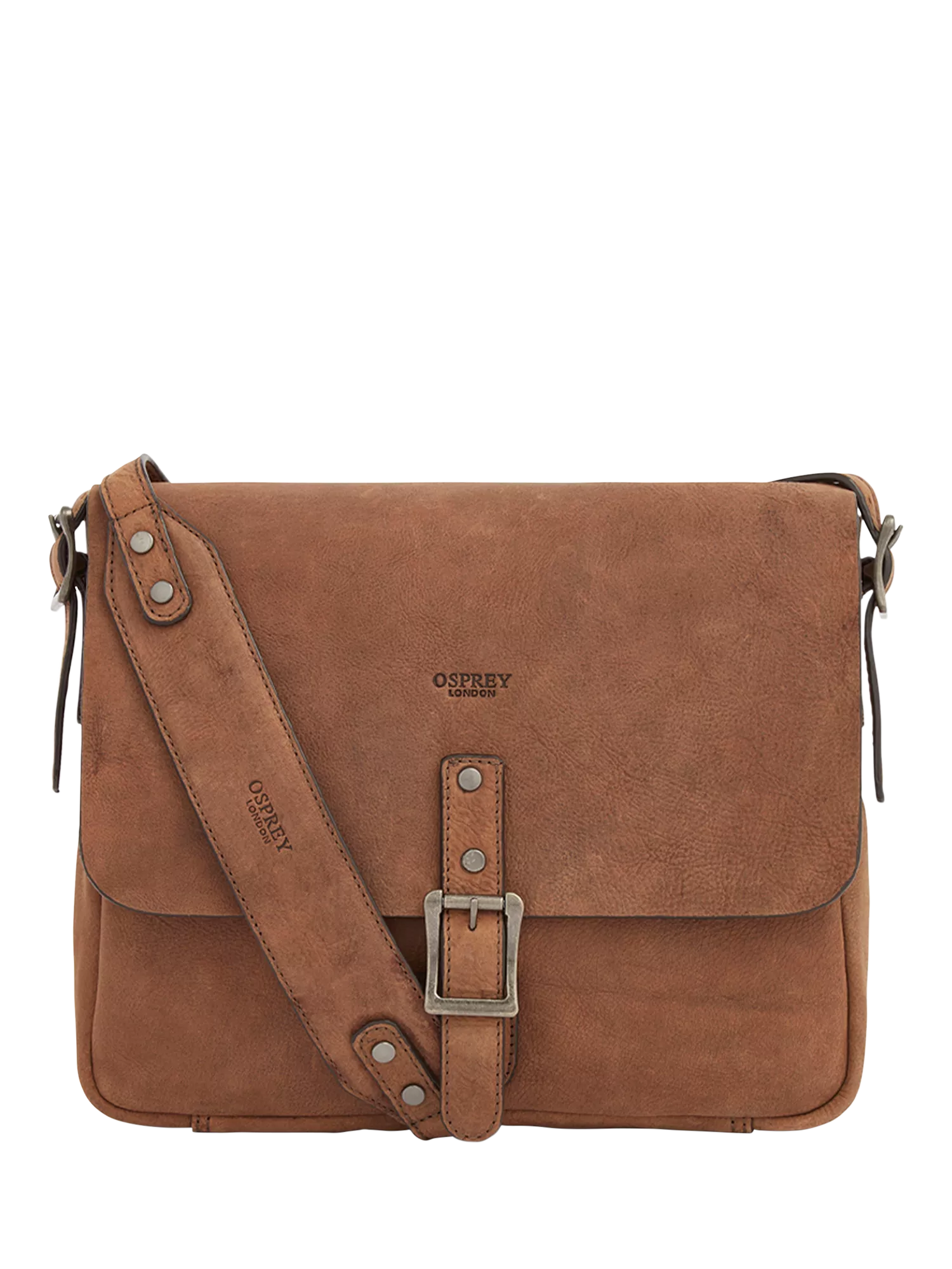 OSPREY LONDON Chocolate Leather Messenger Bag 27x31x7cm - British product