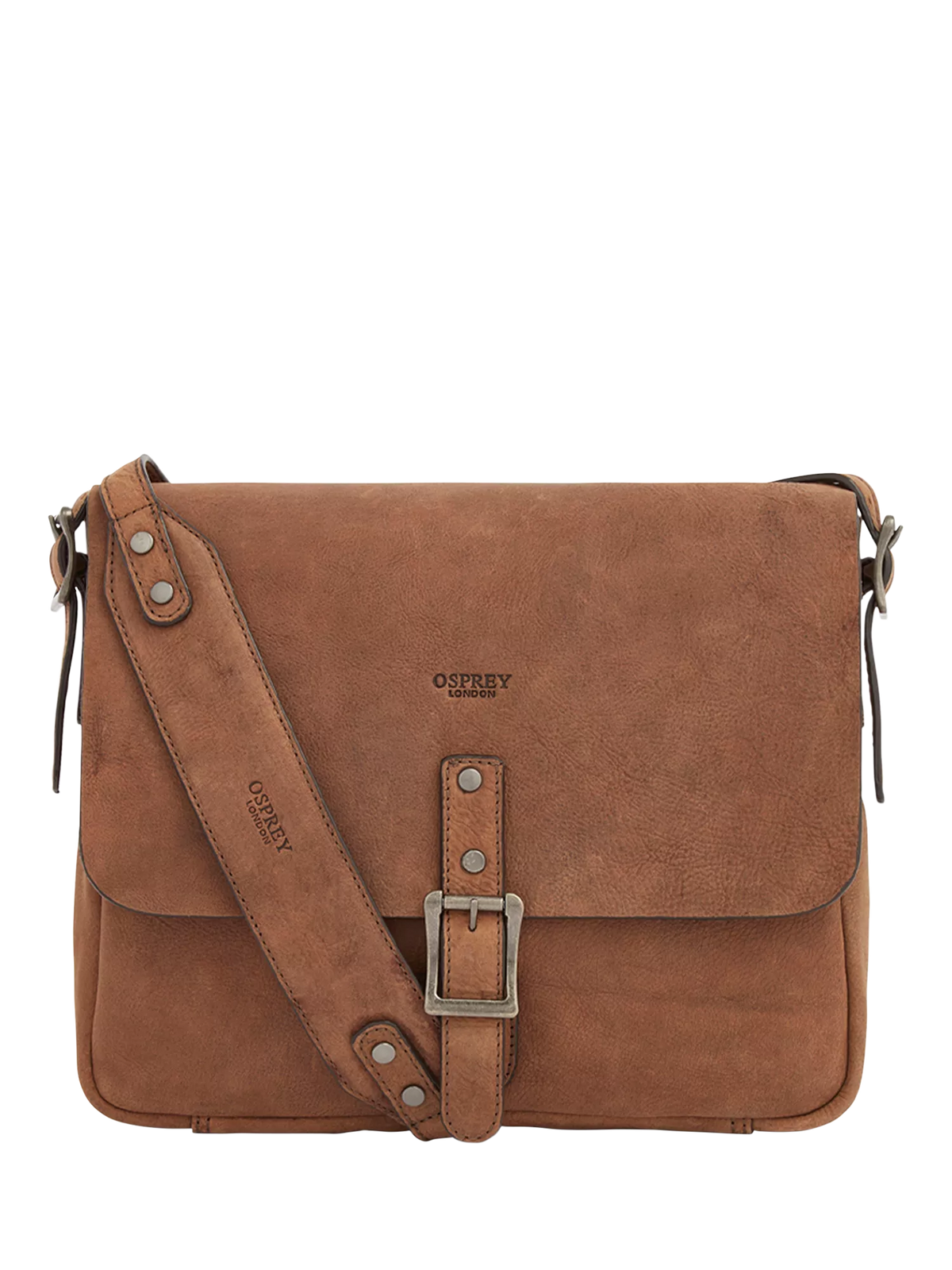 OSPREY LONDON Chocolate Leather Messenger Bag 27x31x7cm - British product