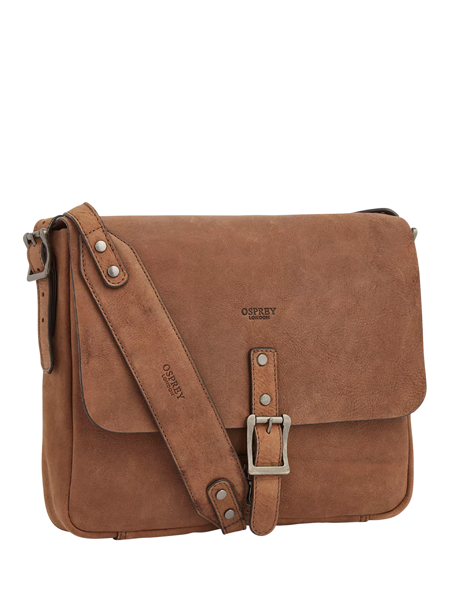 OSPREY LONDON Chocolate Leather Messenger Bag 27x31x7cm - British product