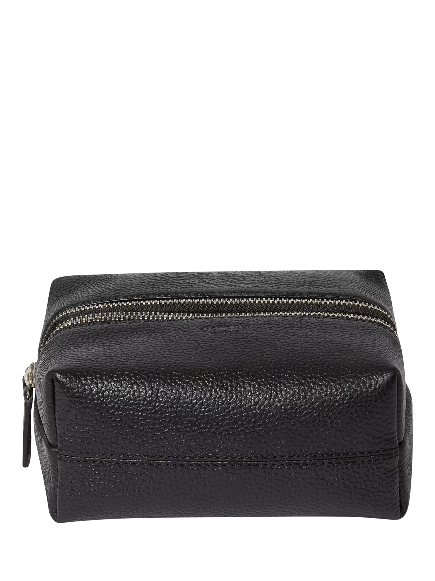 Osprey London black leather double zip small wash bag, imported from the UK