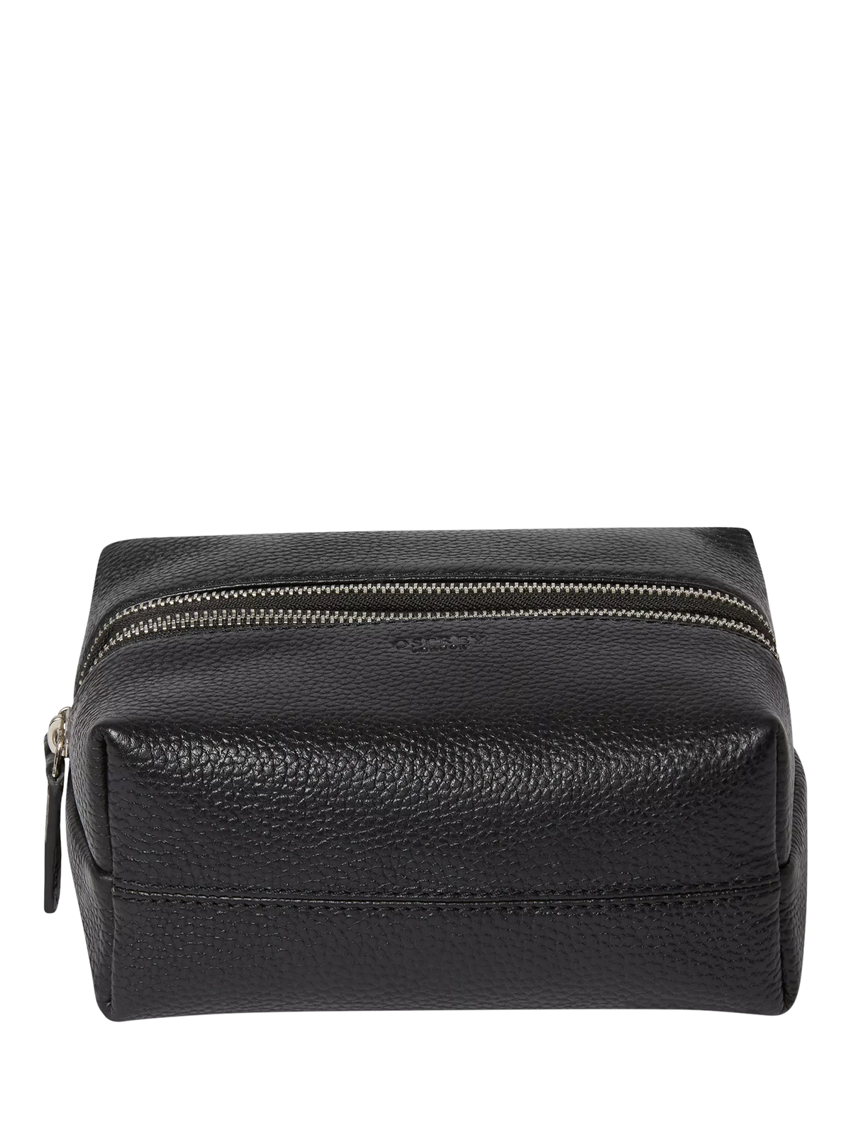 Osprey London black leather double zip small wash bag, imported from the UK