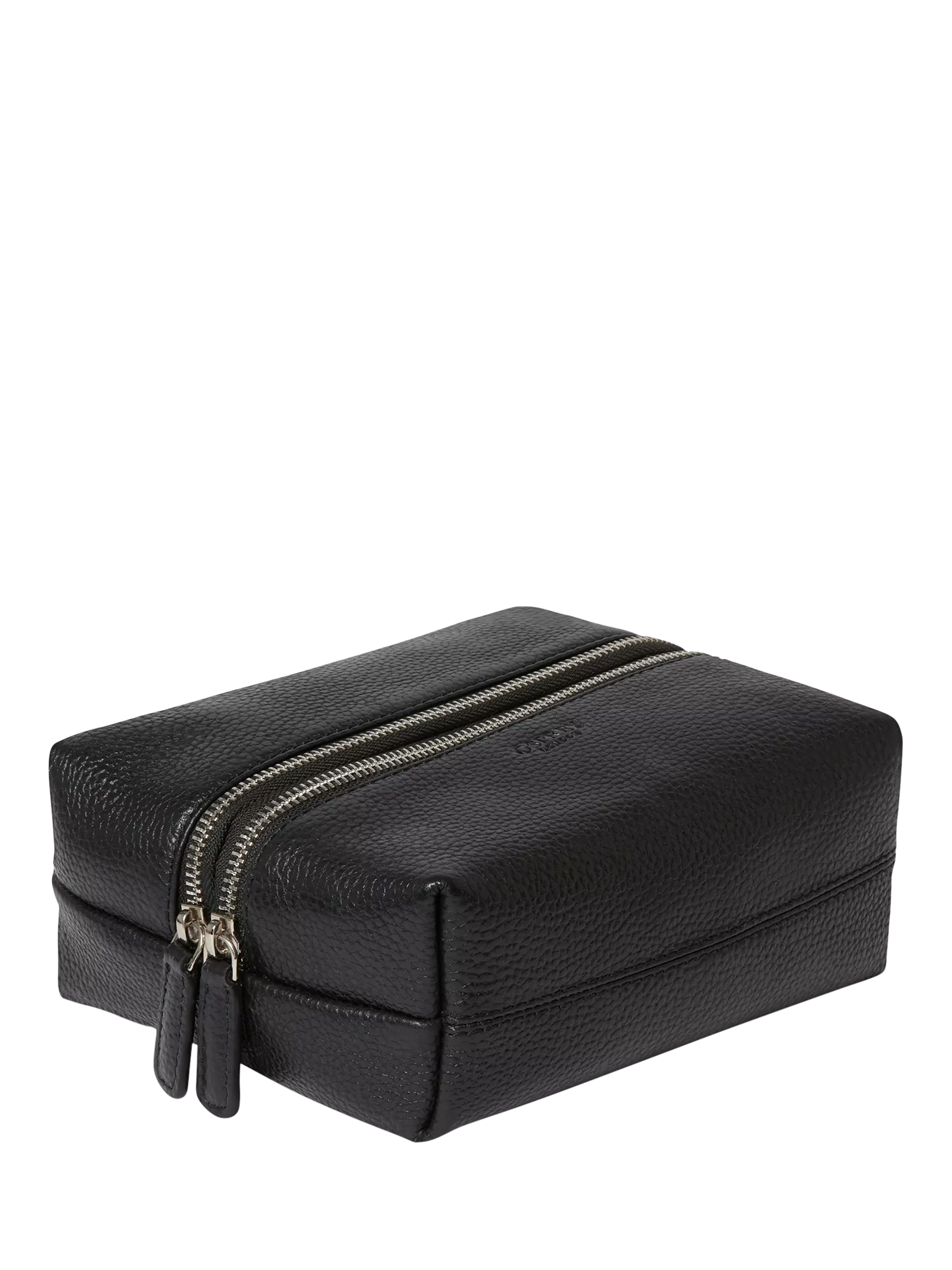 Osprey London black leather double zip small wash bag, imported from the UK
