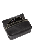 Osprey London black leather double zip small wash bag, imported from the UK