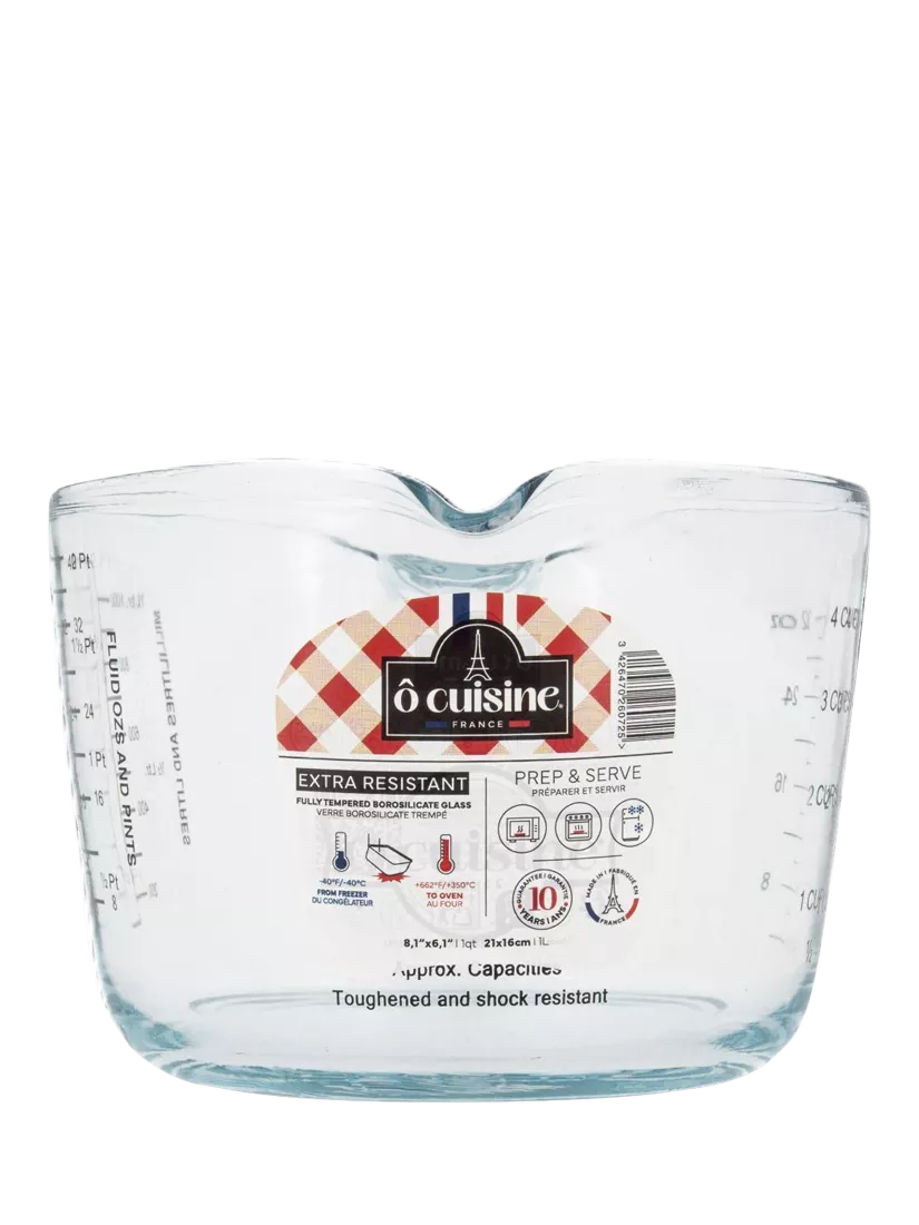 Ôcuisine glass measuring jug clear 1L - British product