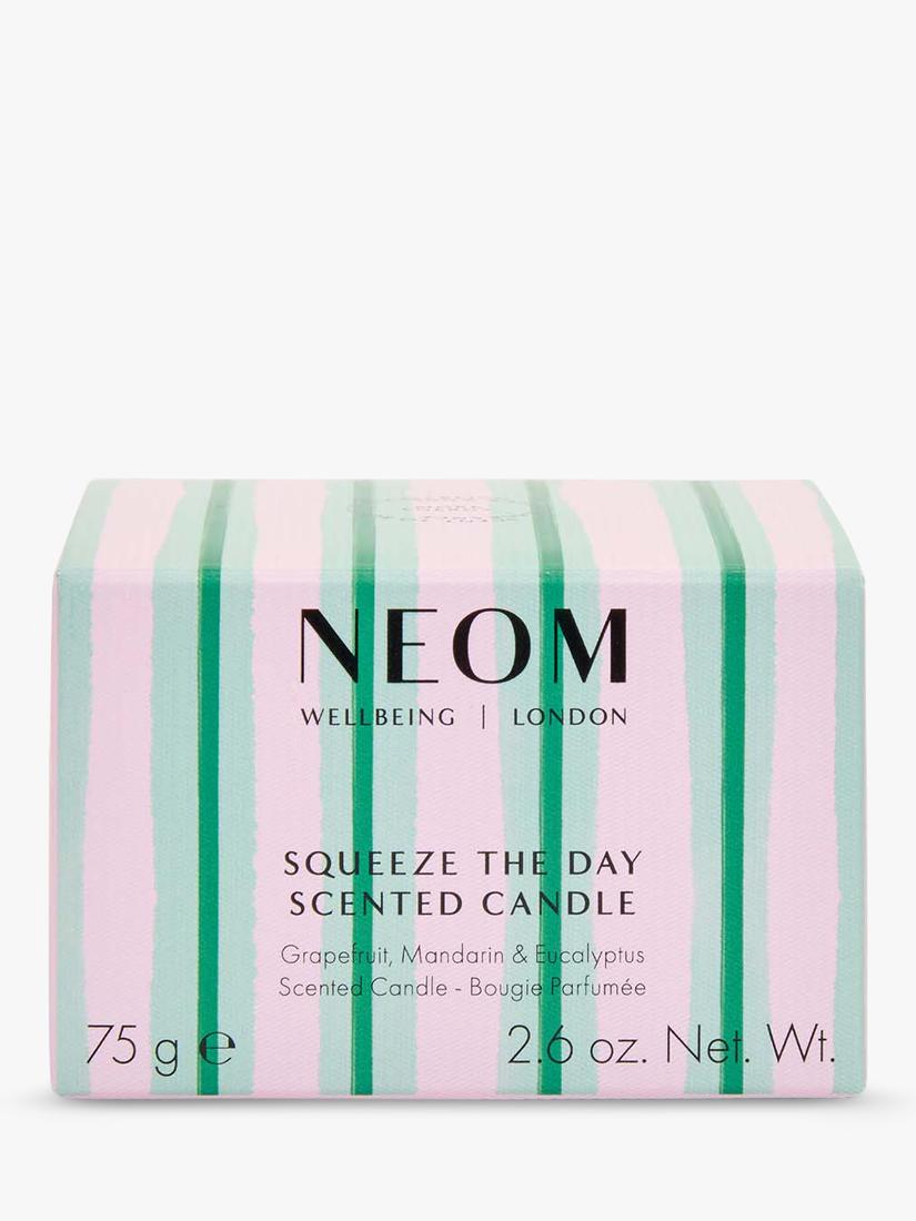 NEOM Wellbeing London Squeeze The Day travel candle 75g, UK version
