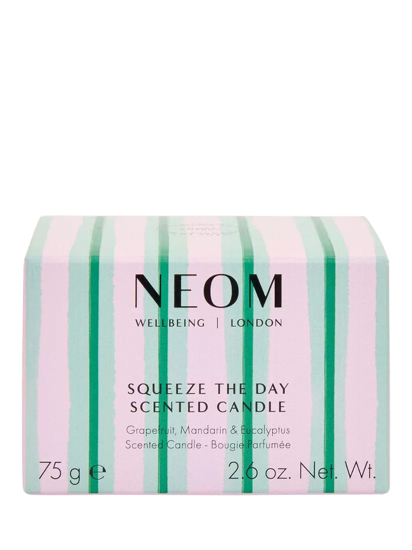 NEOM Wellbeing London Squeeze The Day travel candle 75g, UK version
