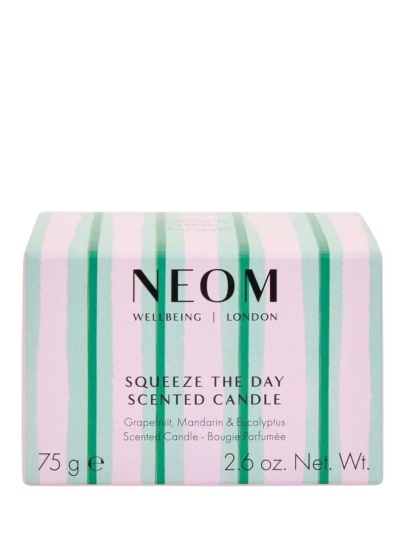 NEOM Wellbeing London Squeeze The Day travel candle 75g, UK version