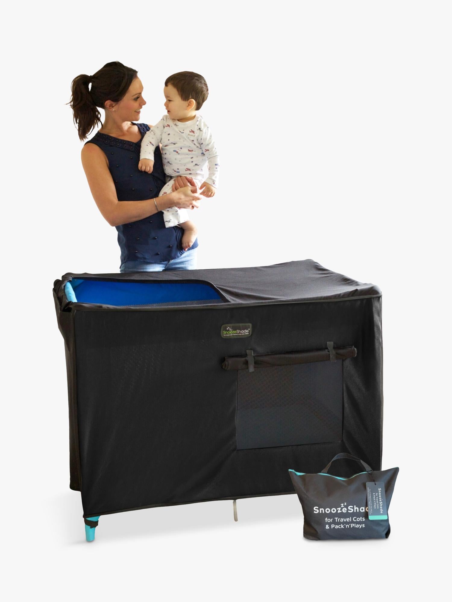 SnoozeShade travel cot shade for baby sleep (British brand)