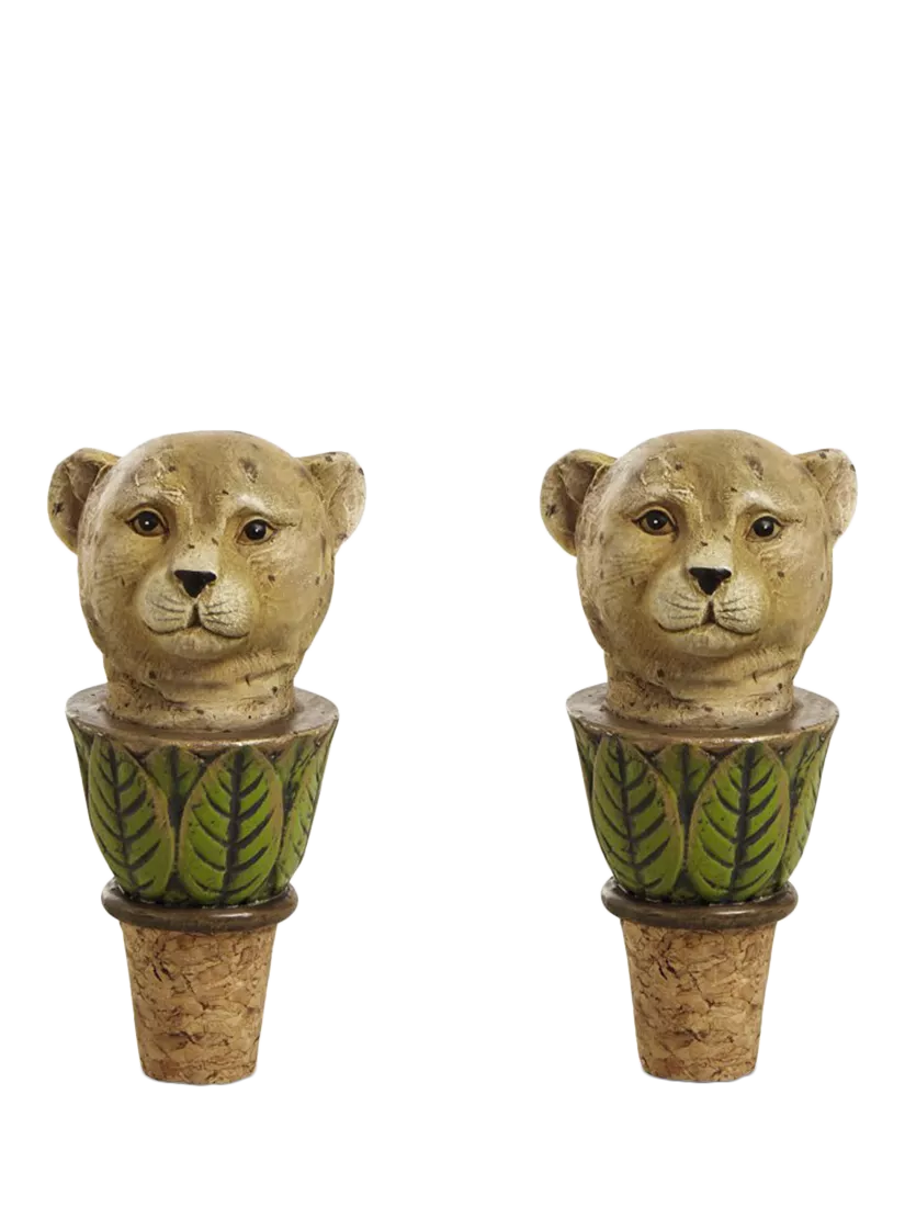 OKA leopard bottle stoppers set of 2 green, UK version