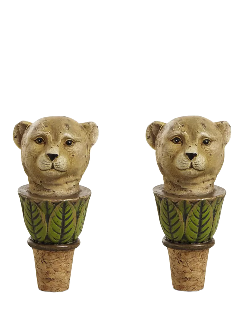 OKA leopard bottle stoppers set of 2 green, UK version